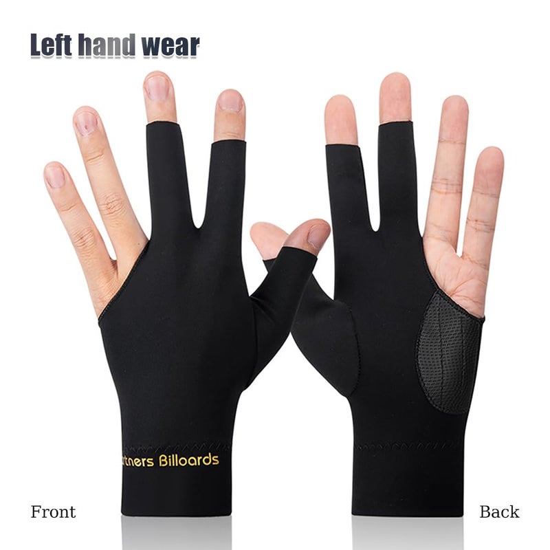 Comidox 3Pcs Man Woman Elastic Lycra Left Hand 3 Fingers Billiard Cue Glove for Shooters Carom Pool Snooker Cue Sport Red&Blue&Black - Image 5